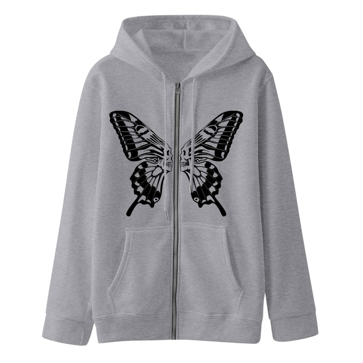 Women's hoodie sweatshirt jacket with unique butterfly print Lune London