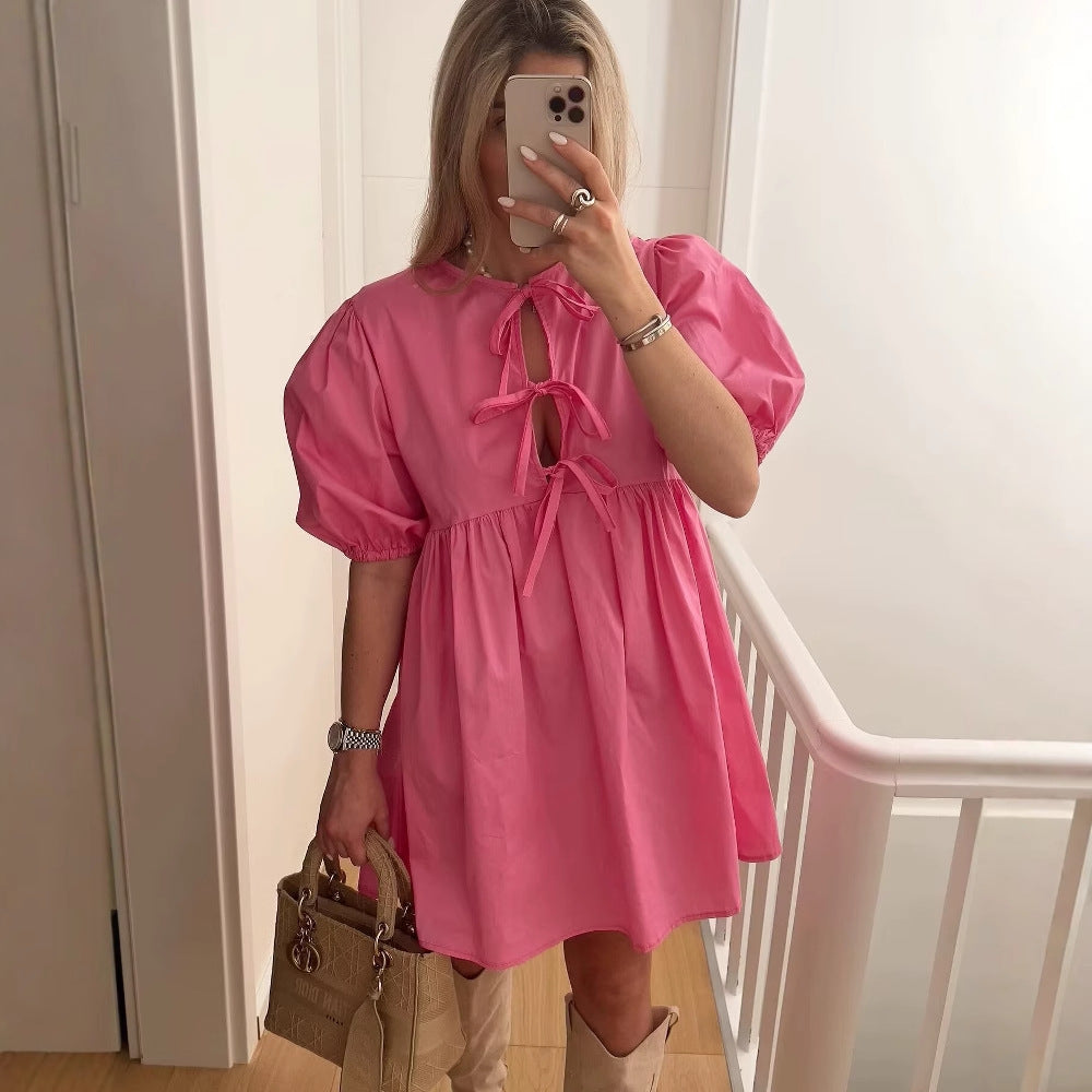 Summer dress for women with casual leopard print and voluminous sleeves Lune London