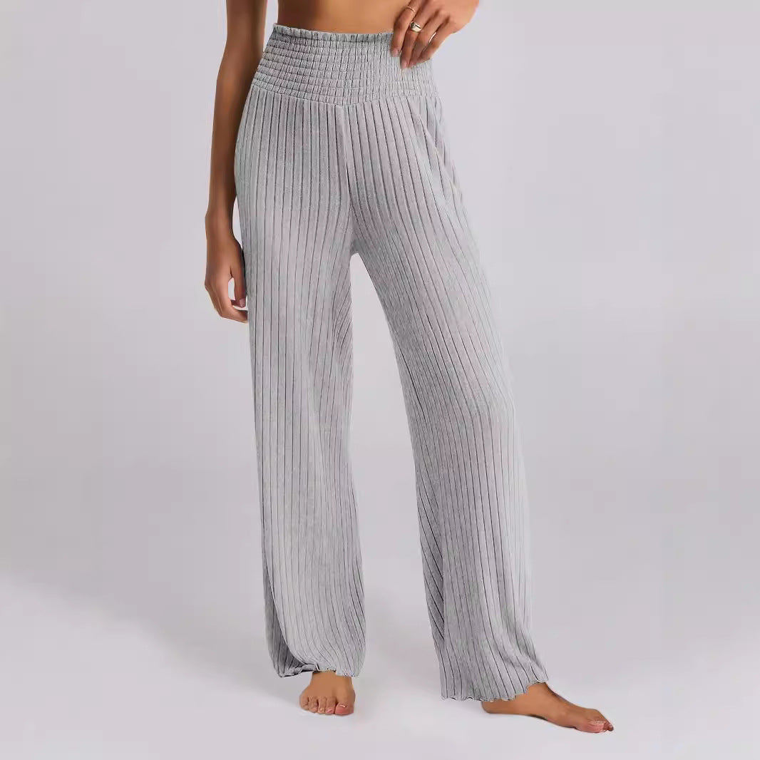 Lune London Wide Ribbed Palazzo Pants for Women