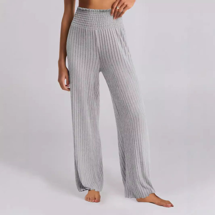Lune London Wide Ribbed Palazzo Pants for Women