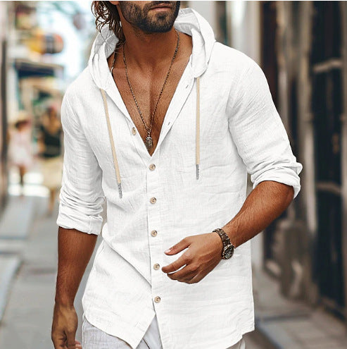 Men's casual hoodie t-shirt with button closure and side pockets Lune London