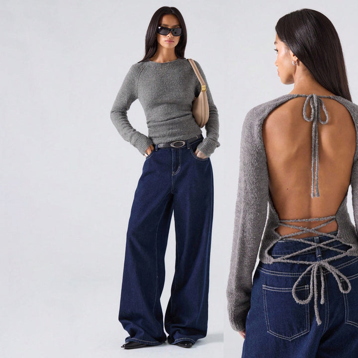 Knitted sweater for women with ribbed hem and comfortable fit Lune London