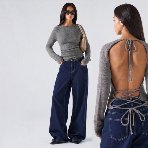 Knitted sweater for women with ribbed hem and comfortable fit Lune London