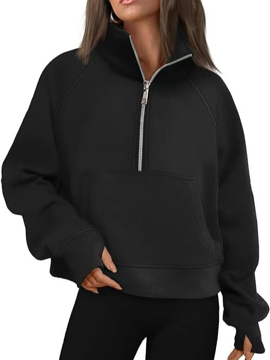Women's sweatshirt with high collar and half-zip Lune London