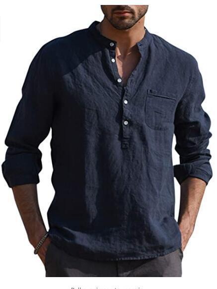Classic Henley collar shirt for men with chest pocket Lune London