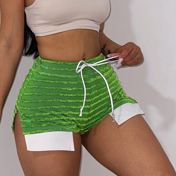 Women's fashionable shorts with innovative cut and trendy contrast accents