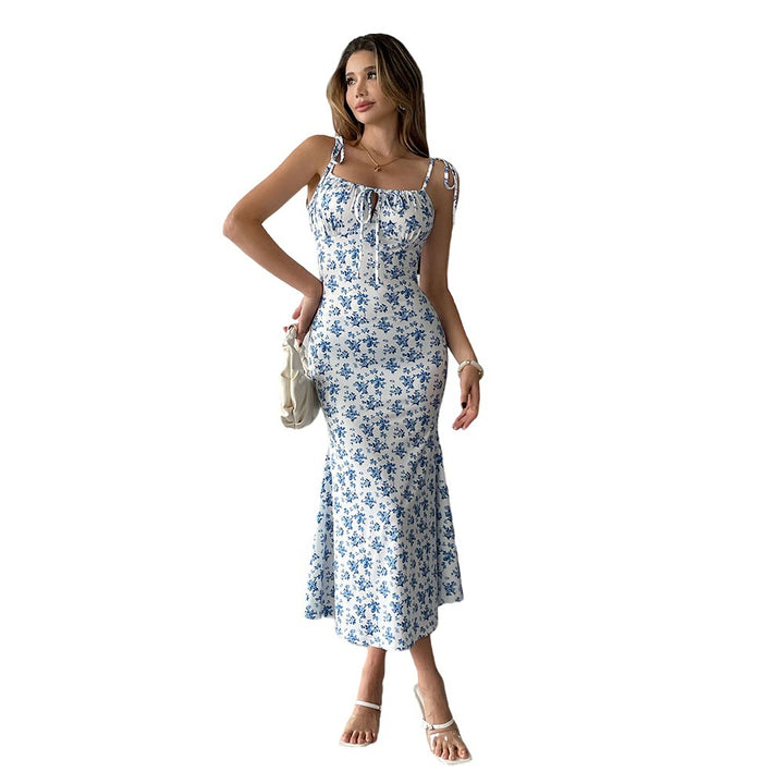 Robe maxi fluide pour femmes avec motif floral et bretelles ajustables Chic & Stil