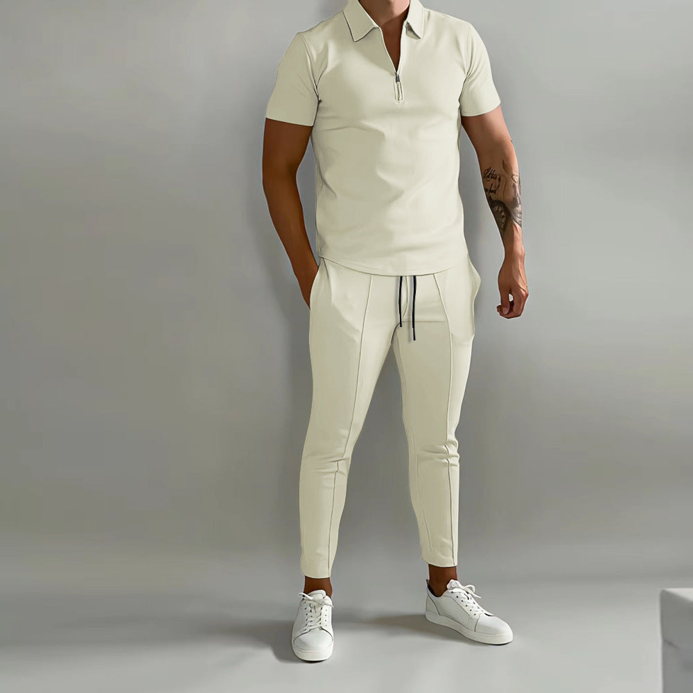 Trendy polo shirt for men with high-quality zipper and stylish slim-fit pants Lune London