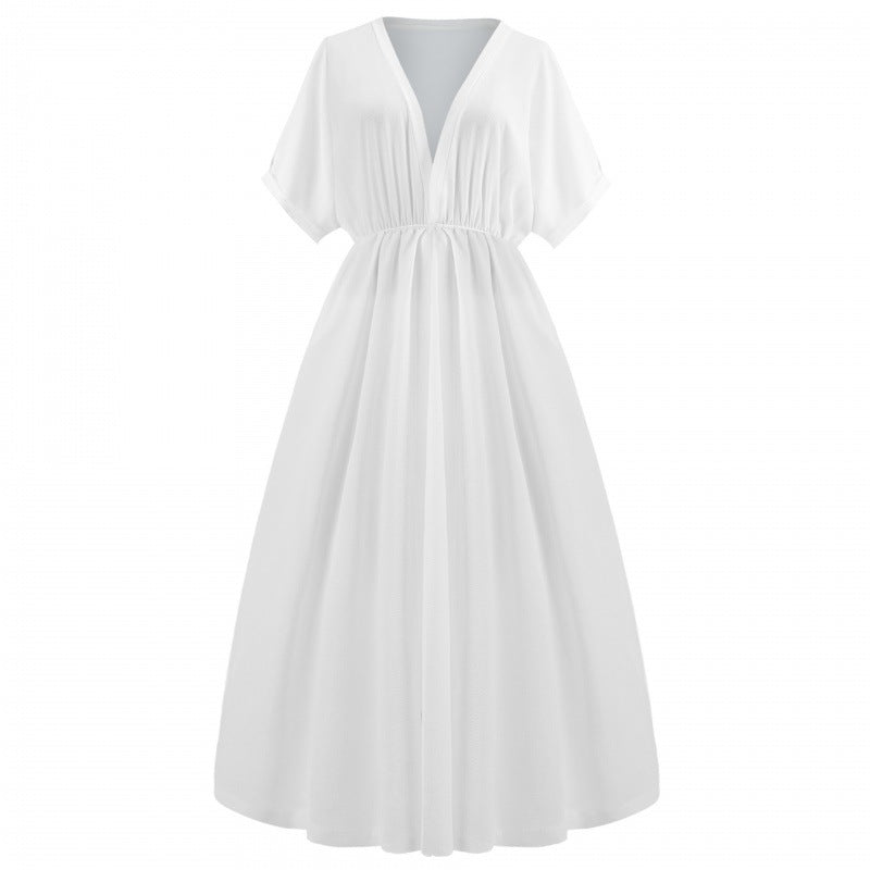 Robe maxi femme avec décolleté en V profond et fente sophistiquée Chic & Stil