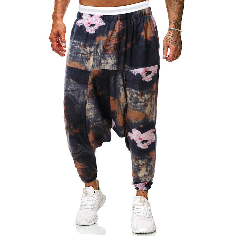 Harem pants for men with unique fancy pattern and elastic waist Lune London