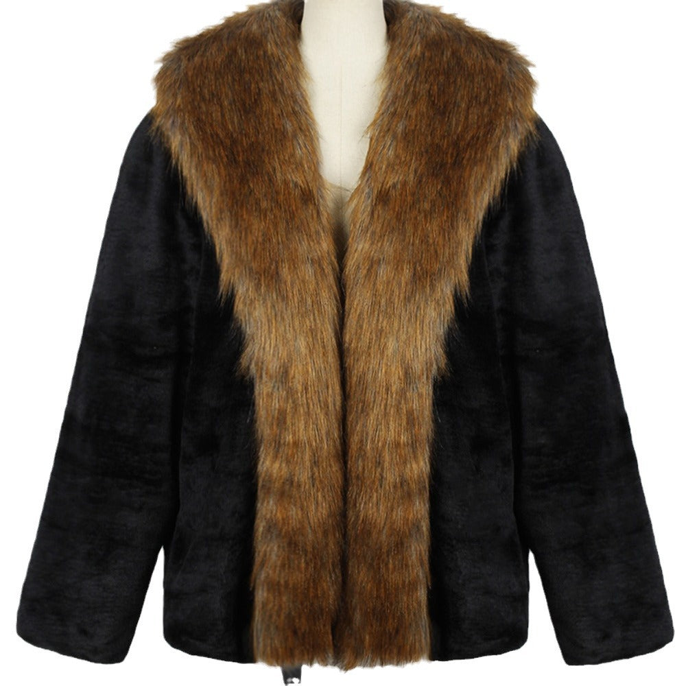 Men's faux fur coat with large collar and elegant details Lune London