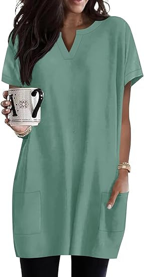 Robe tunique de loisirs pour femmes avec décolleté en V et poches Chic & Stil