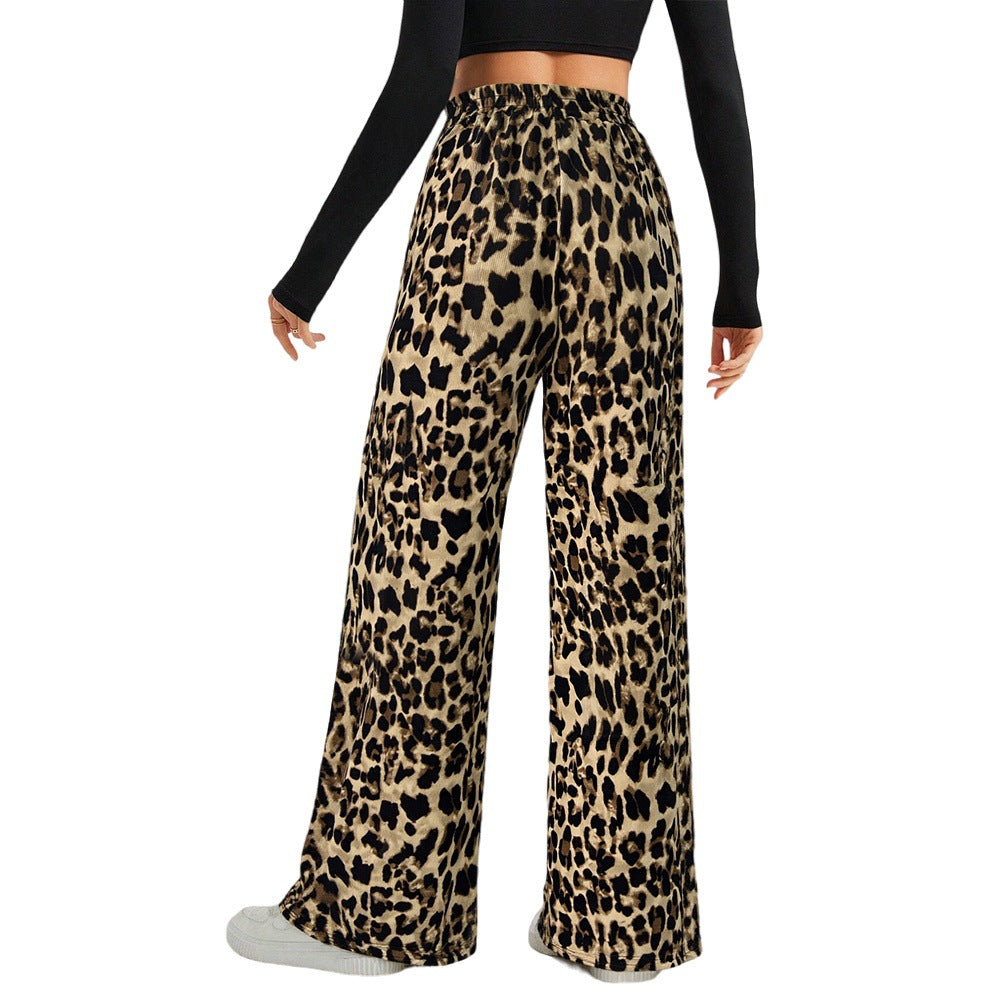 Pantalons palazzo larges pour femmes avec imprimé animal et ceinture élastique confortable Chic & Stil
