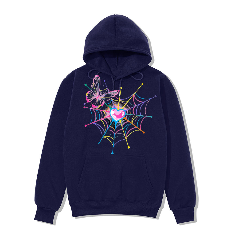 Women's hoodie sweatshirt with creative butterfly and spider web design Chic & Stil
