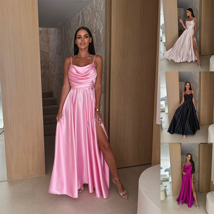 Ladies Elegant Evening Dress in Satin Lune London