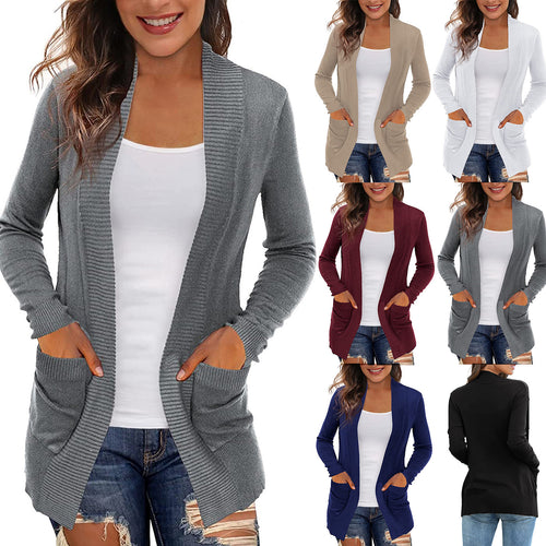 Knitted jacket for women with open sides and practical pockets Lune London