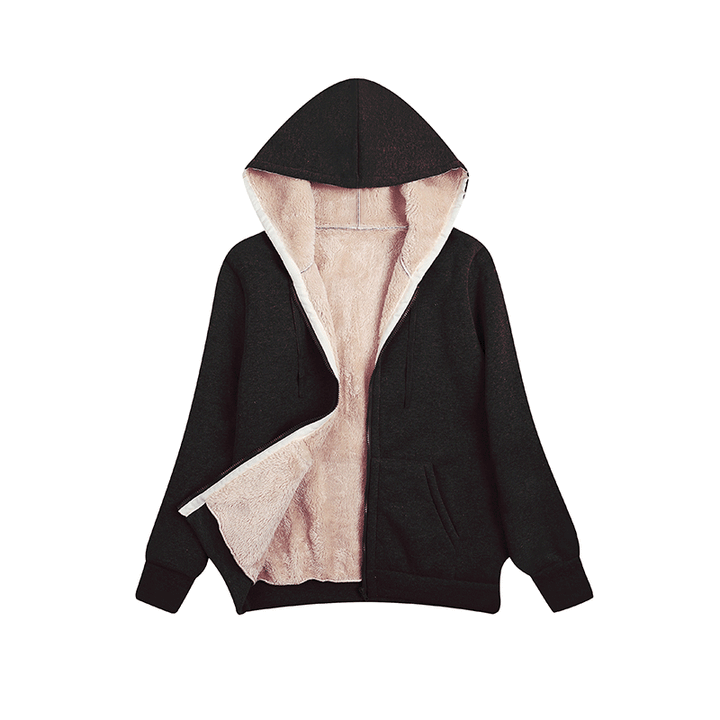 Ladies cozy fleece jacket with hood and pockets Lune London