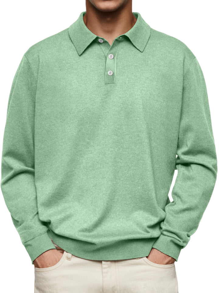 Men's long sleeve polo in soft cotton blend Lune London