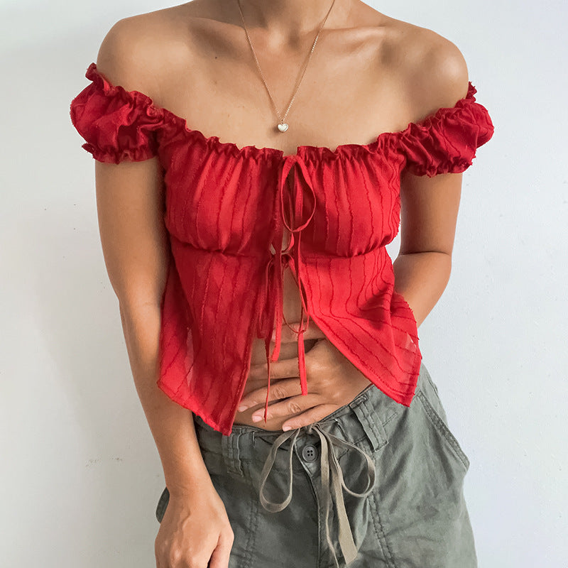 Women Structured Crop Top Off-Shoulder Lune London
