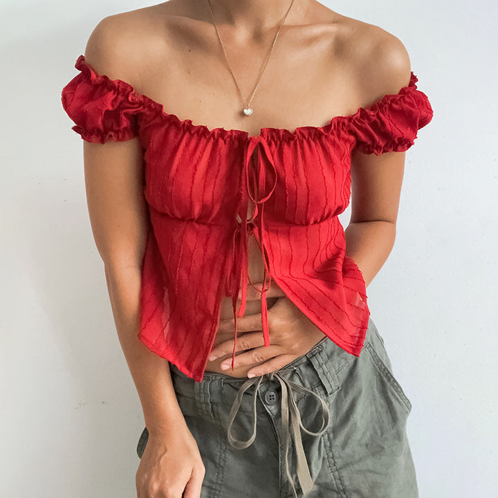 Women Structured Crop Top Off-Shoulder Lune London