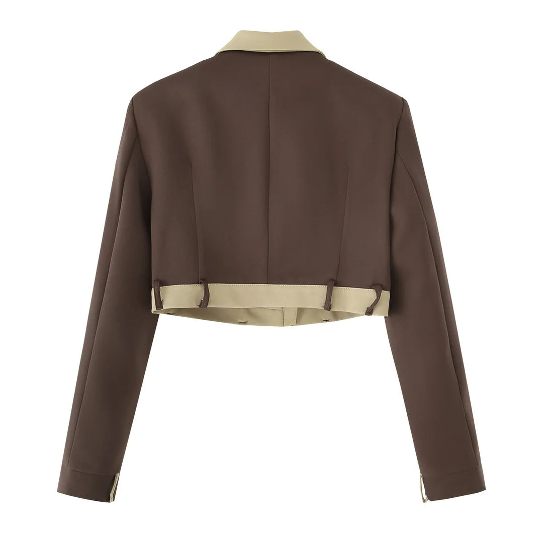 Cropped jacket for women and chic and stylish pants set