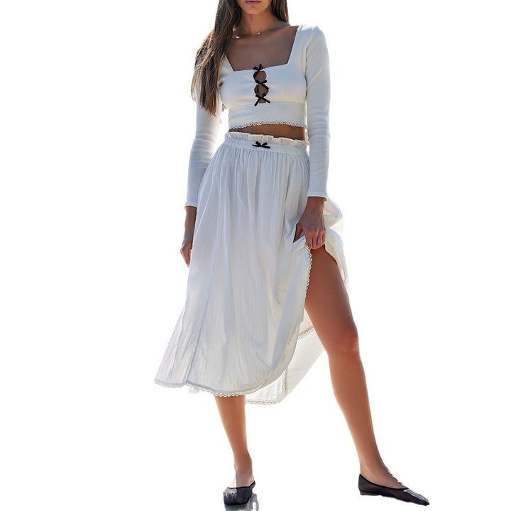 Ladies two-piece with casual crop top and voluminous skirt Lune London
