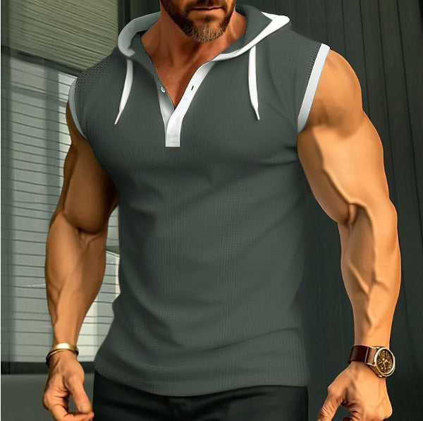 Sleeveless polo for men with modern cut and practical hood Lune London