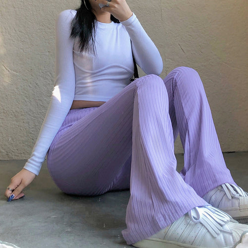 Chic and Stylish Flared Pants for Women in Trendy Ribbed Design