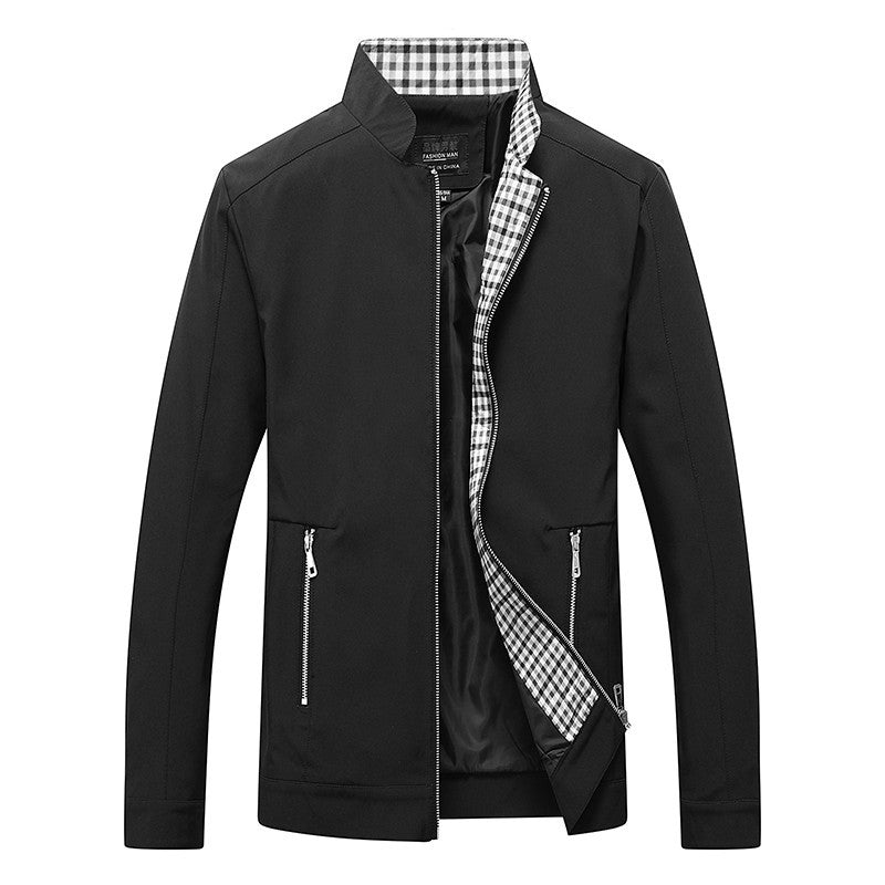 Modern men's leisure jacket with a stylish check pattern and functional zip pockets Lune London
