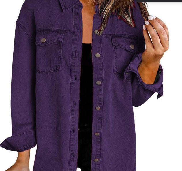 Ladies Denim Overshirt with Fringed Hem and Chest Pockets Lune London
