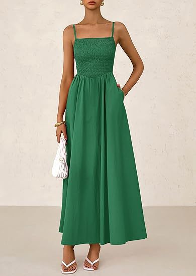 Maxi dress for women with elastic top and flowing skirt Lune London