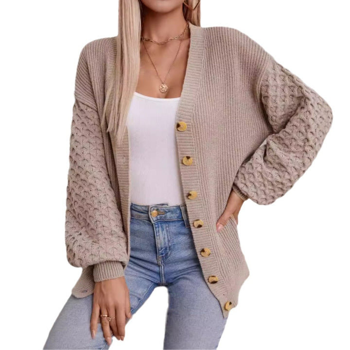 Knit jacket for women with textured sleeves and button details Lune London