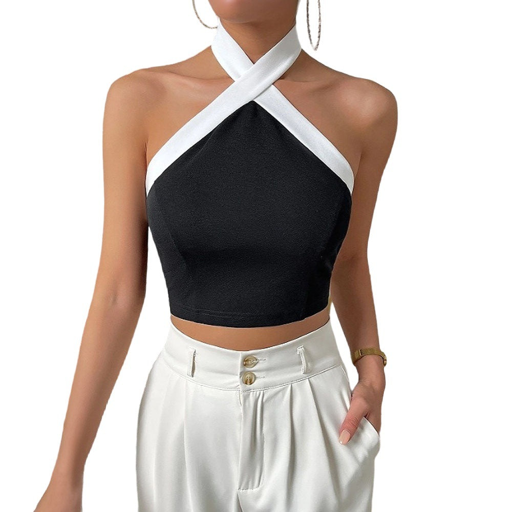 Elegant short top for women with crossed straps and high-quality fabric Chic & Stil