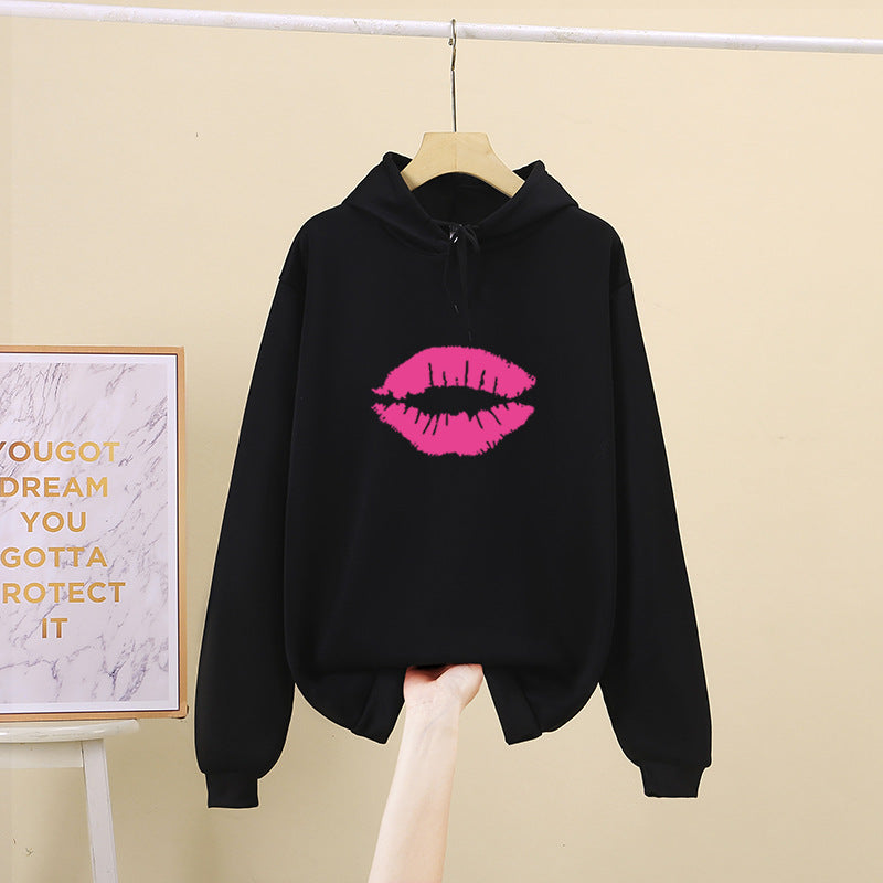 Women's hoodie with striking lip motif Chic & Stil