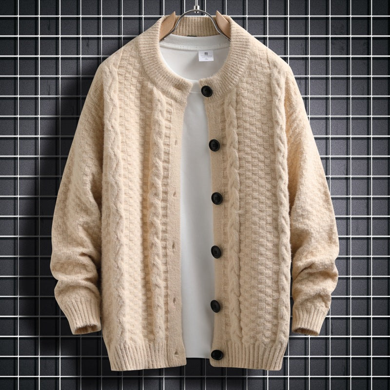 Women knitted cardigan with twisted pattern and buttons down the entire length Lune London