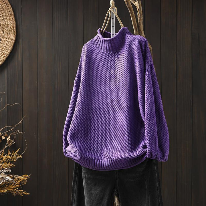 Pull en tricot décontracté pour femmes avec col montant Chic & Stil