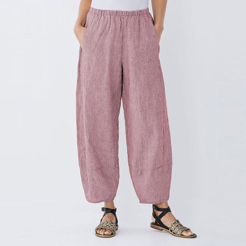 Lune London High Waist Striped Airy Pants for Ladies