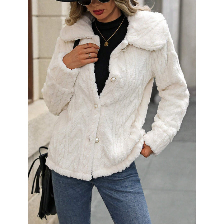 Ladies cozy knit sweater with large buttons Lune London