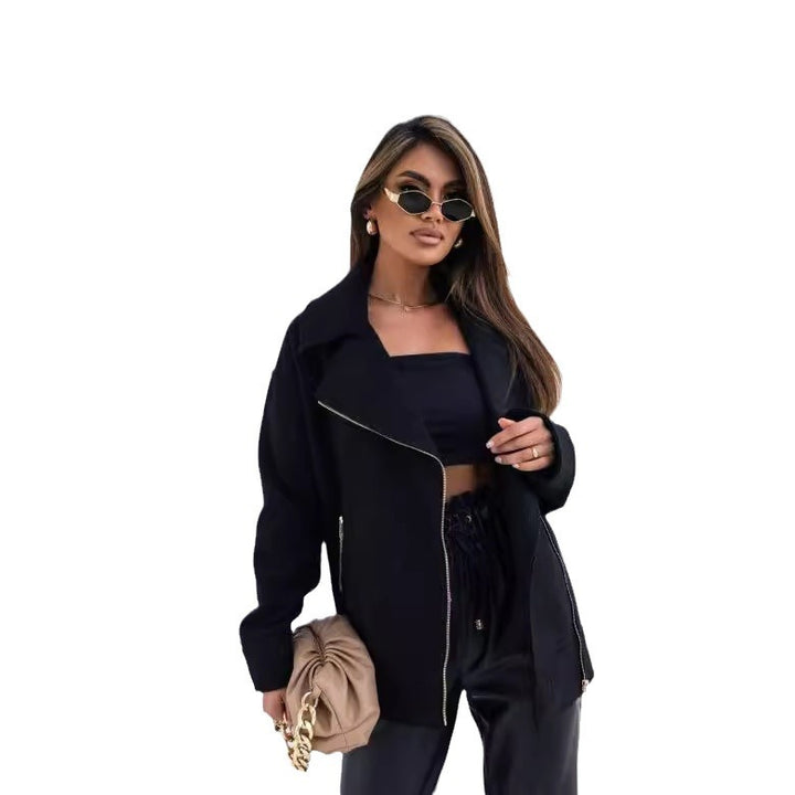 Women's jacket with asymmetrical zip and soft material Lune London