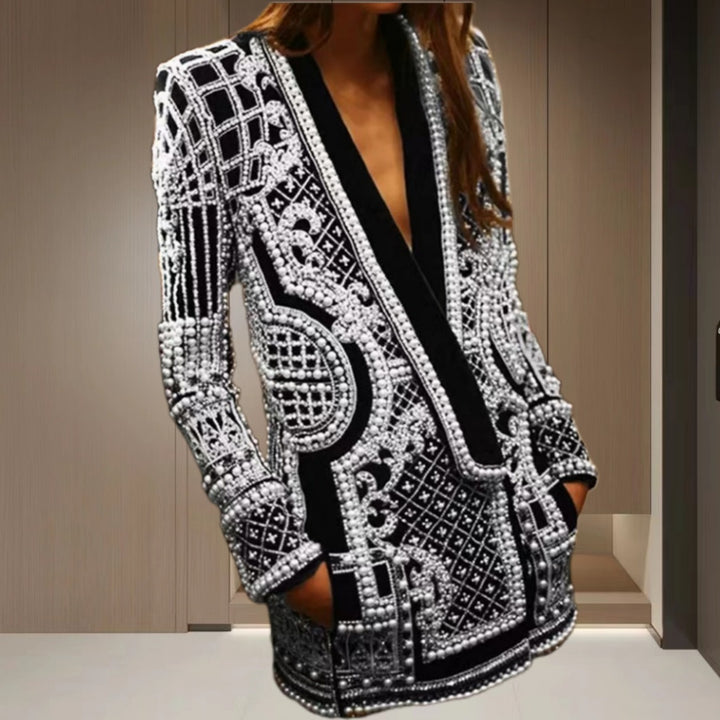 Women Elegant knitted cardigan with sparkling bead trim Lune London