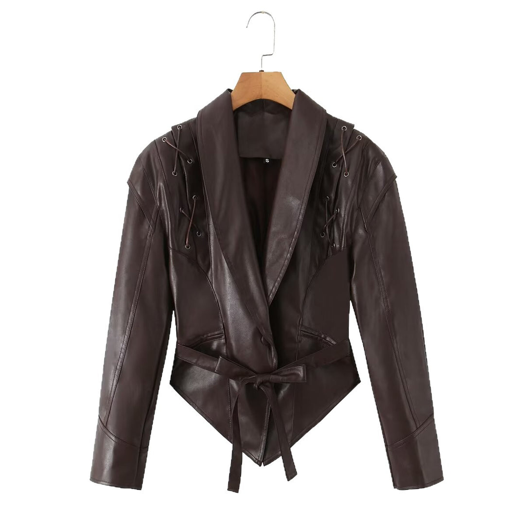 Blazer en cuir designer pour femmes Lune London