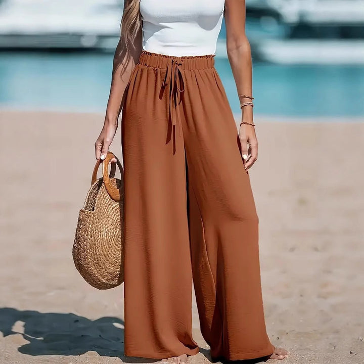 Wide summer pants for women with elastic waist Lune London