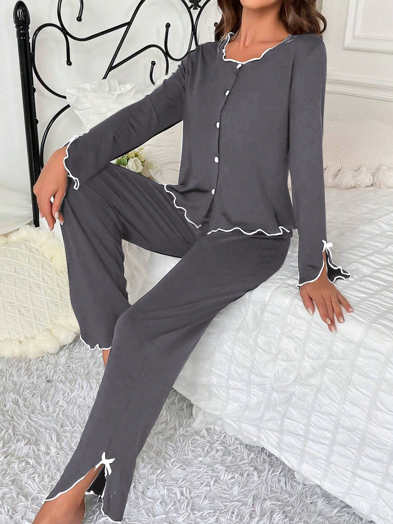Women's Pajama Set with Elegant Lace Embellishments Lune London