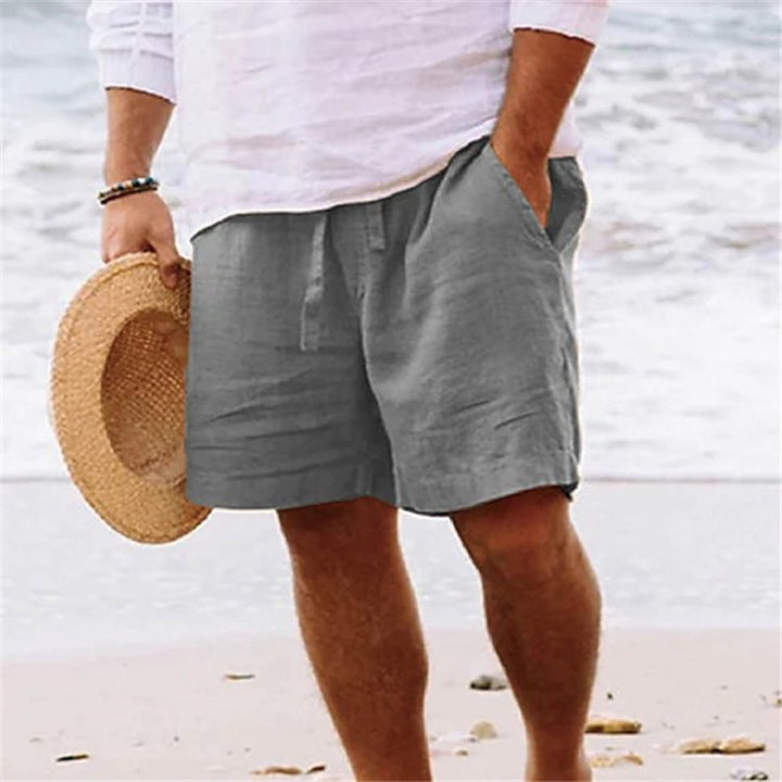 Light linen shorts for men with elastic waistband and practical side pockets Lune London