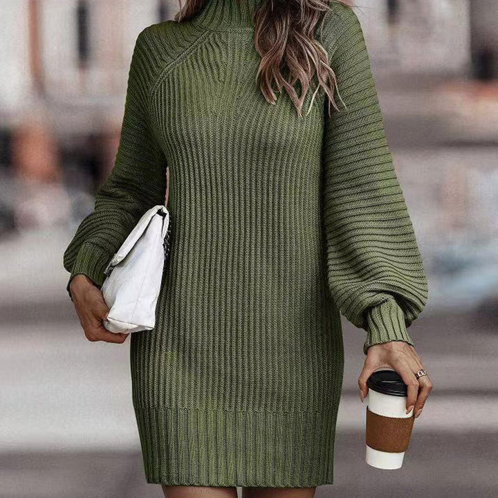 Robe tricotée pour femmes avec col montant et manches volumineuses Chic & Stil