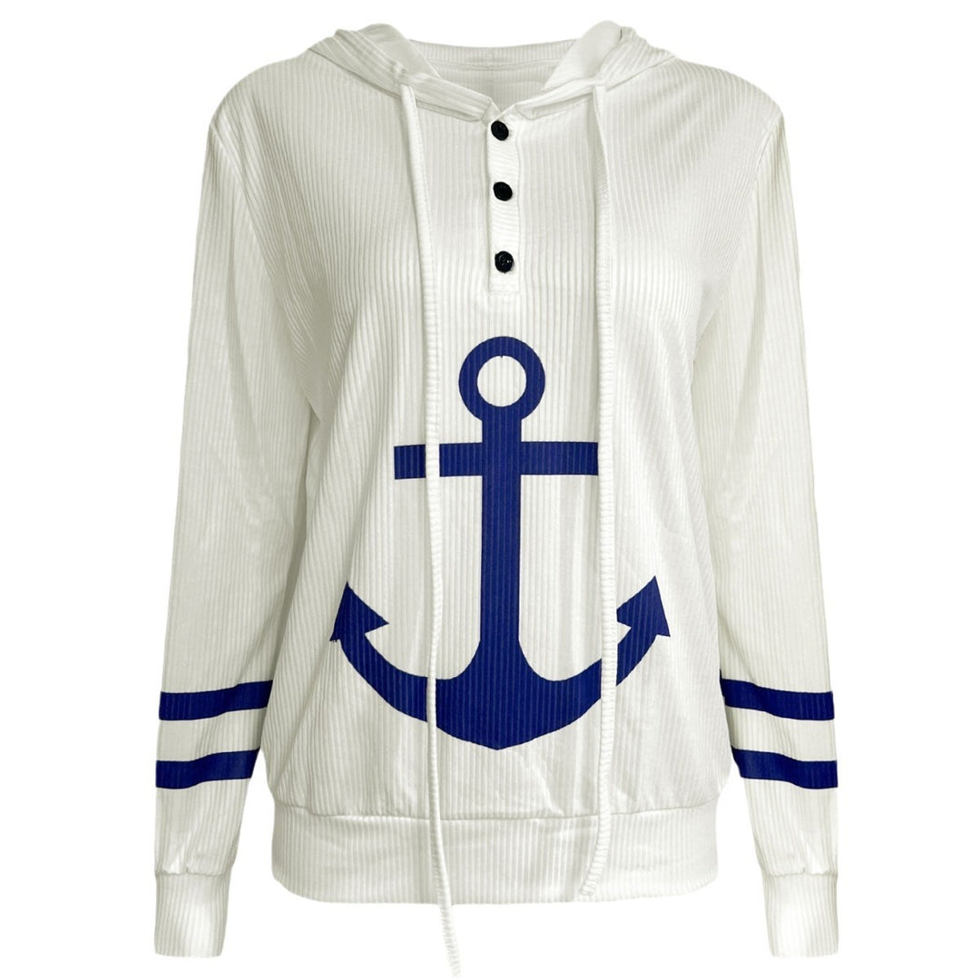 Ladies' hooded sweater with maritime pattern and structured fabric Chic and Style