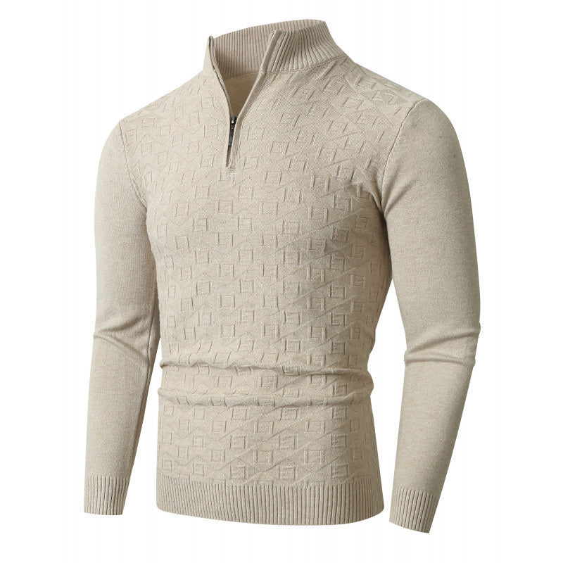 High-quality knitted sweater for men with half-zip Lune London