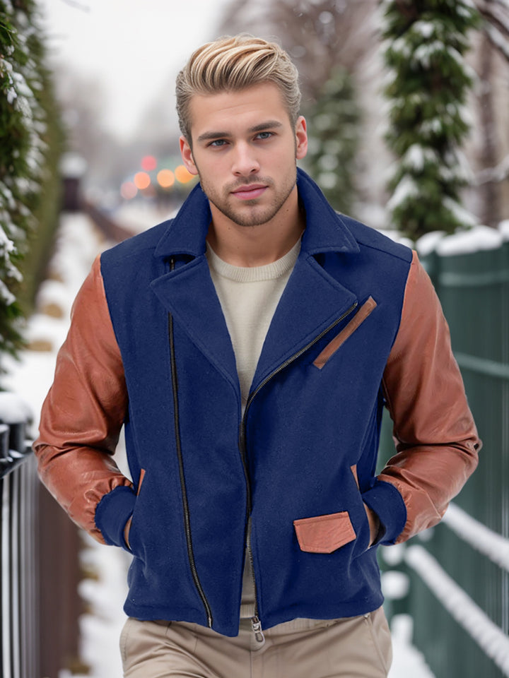 Trendy men's transitional jacket with contrasting sleeves and practical pockets Lune London