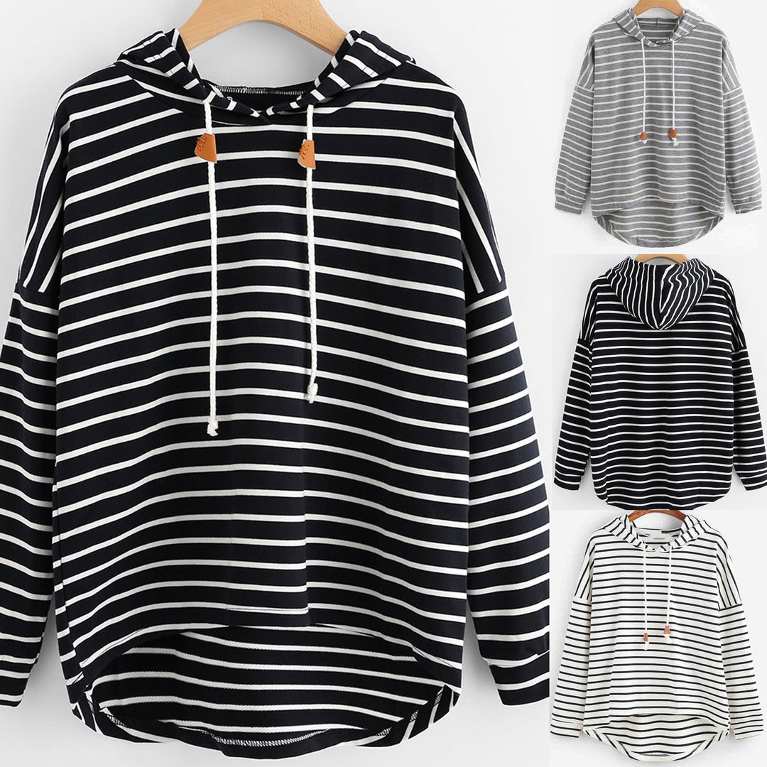 Women striped hoodie with relaxed fit and drawstring Lune London