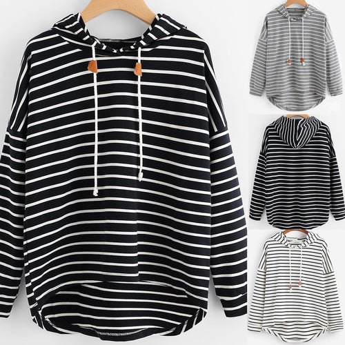 Women striped hoodie with relaxed fit and drawstring Lune London